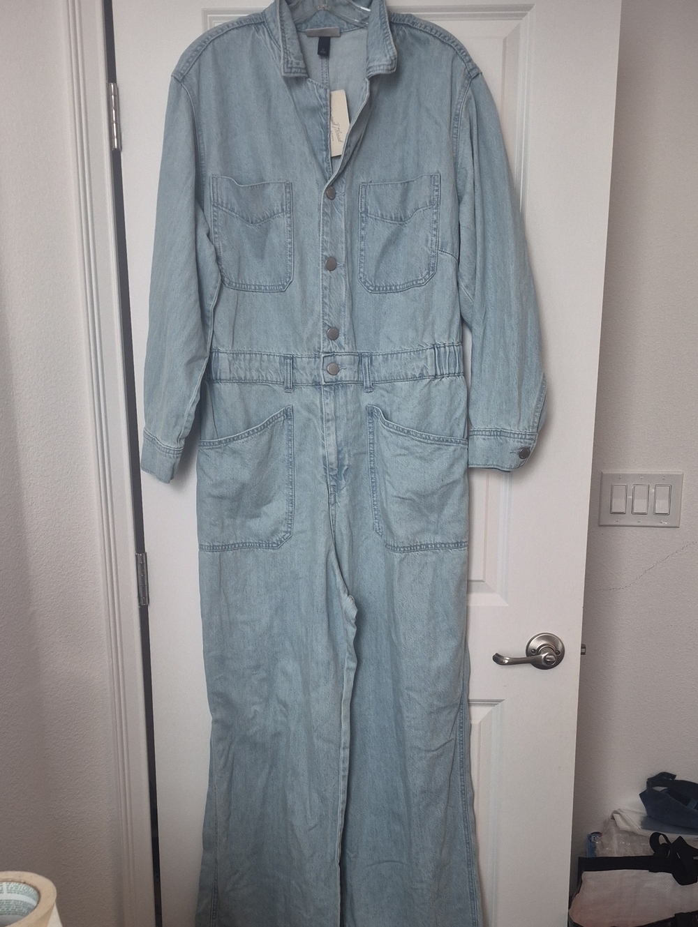 Universal Thread Light Wash Denim Utility Jumpsuit